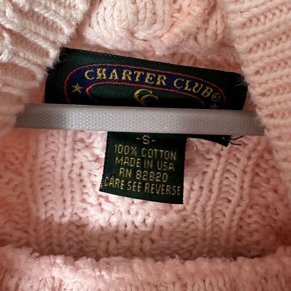 Charter Club Classic Pink turtleneck with shoulder pads Sweater Size S - Picture 2 of 5